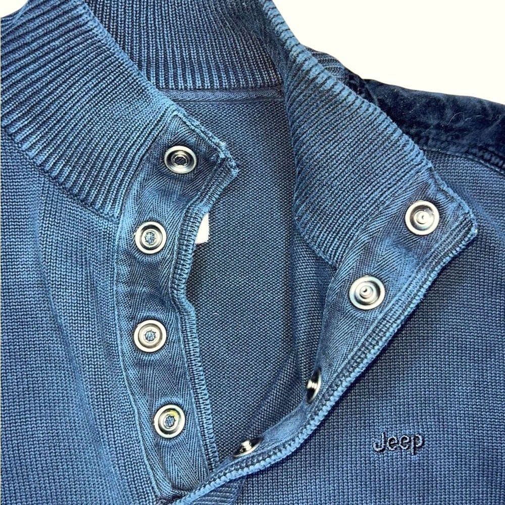 ~ VINTAGE Y2K Jeep Performance Black Suede‎ Shoulder Sweater Size XL